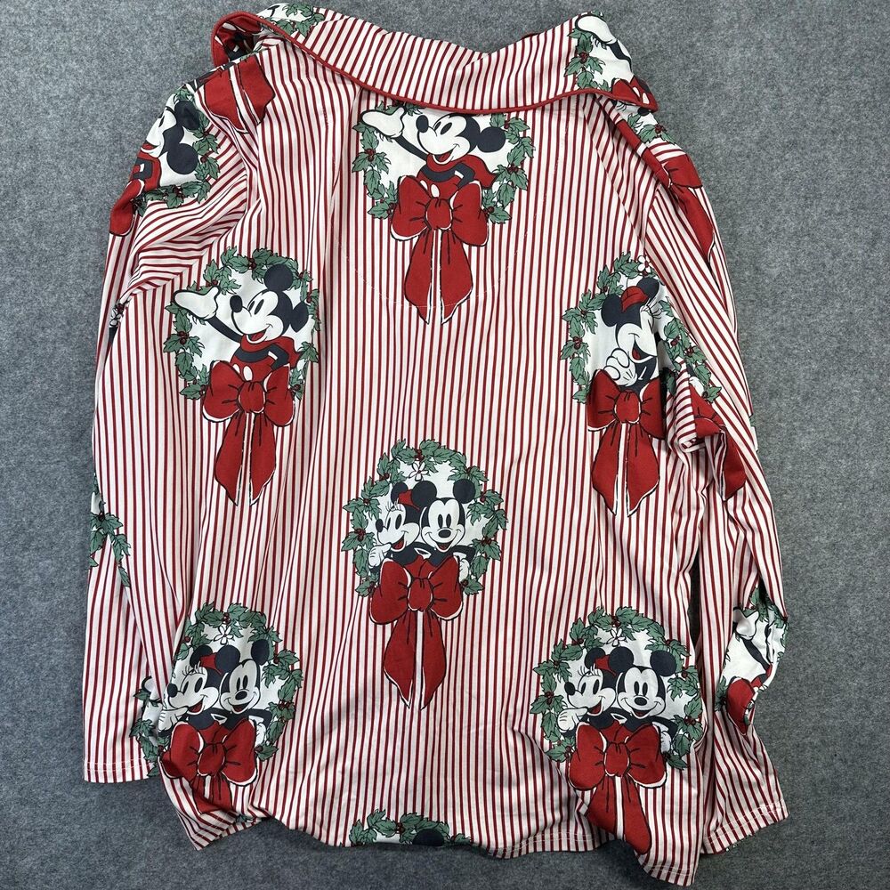 Disney x Primark Pajama Top Womens 2XL Red Mickey Minnie Christmas Button Shirt - Picture 9 of 9